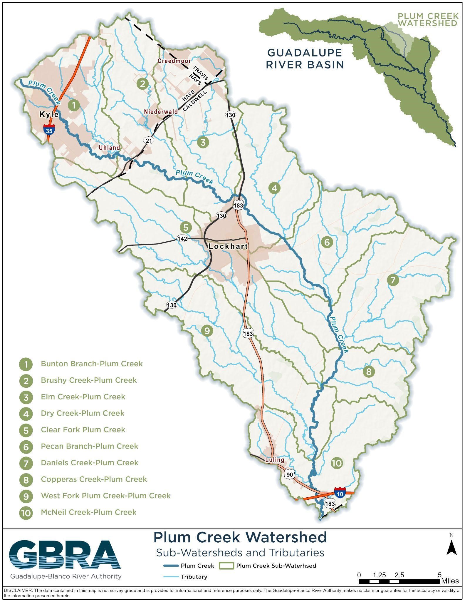 Plum Creek Watershed with Subwatersheds